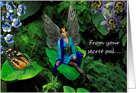 Secret Pal Hello Fairy Peacock Garden card