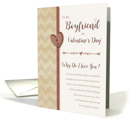 To Boyfriend on Valentine's Day Why Do I Love You card (1039257)