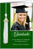 Graduation Party Invitation Green Tassel Custom Photo, Name, Year card