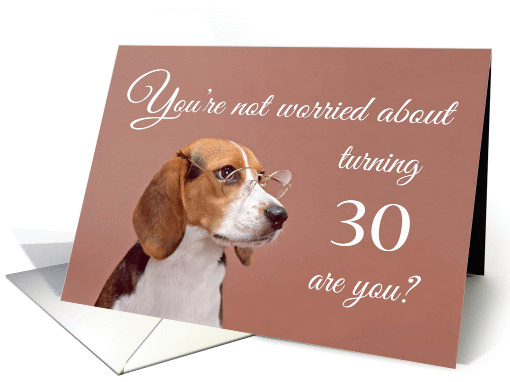 Happy 30th birthday, worried beagle card (1149592)