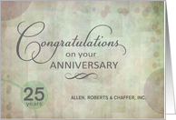 Employee 25th Anniversary Congratulations custom name / years card