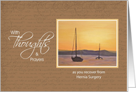 Hernia Surgery -Thoughts & Prayers Sailboat Sunset card