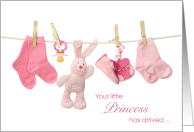 Baby Congratulations - Pink Princess Clothes Line card