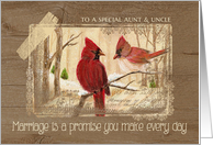 Anniversary to Aunt & Uncle - Marriage is a Promise Redbirds card