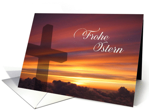 German - Happy Easter Sunset Cross card (1361346)