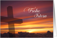 German - Happy Easter Sunset Cross card
