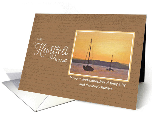 Sympathy Heartfelt Thanks for Flowers - Sailboat Sunset card (1385386)
