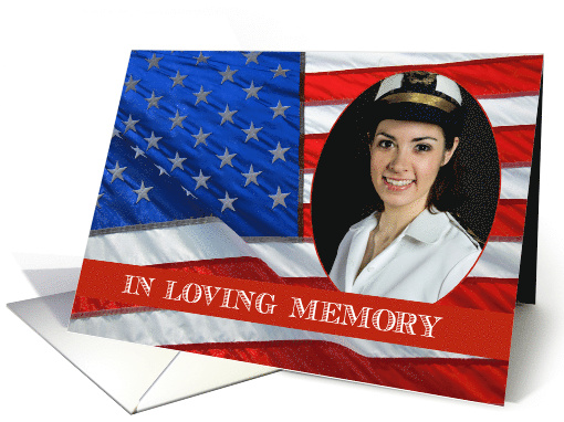 Sympathy / USA Flag In Loving Memory Custom Photo card (1386530)