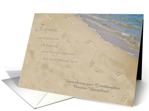 Remembering Granddaughter on Birthday Personalized Footprints card