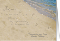 Remembering Sister on Anniversary of Death Personalized Footprints card