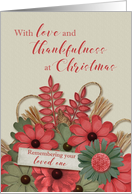 Remembering your loved one at Christmas scrapbook effect flowers card