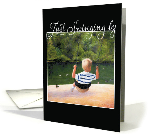 Birthday Just Swinging By Boy on Swing card (227649)