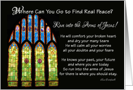 Encouragement Stain Glass Church Window Real Peace Poem card
