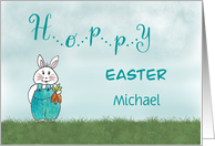 Hoppy Easter Bunny Rabbit - Custom Name - Michael card