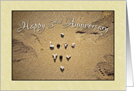 Love You - to Spouse on 3rd anniversary seashells on beach card