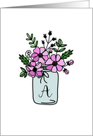 Monogrammed Modern Flower Pot Doodle - Initial A card