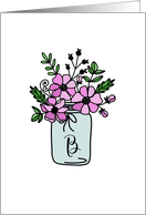 Monogrammed Modern Flower Pot Doodle - Initial B card