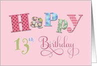 13th Happy Birthday card