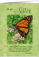 Sister Birthday Butterfly Bible Verse card