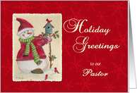 Pastor Holiday Greetings Snowman card