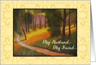 Fathers Day, Yellow my husband my friend card