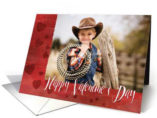 Valentine's Day Red Barnwood Hearts Custom Photo card (761607)