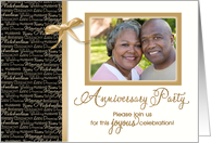 Anniversary Party, Gold & Black, Photo Card Template card