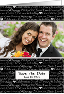 Anniversary Save the Date, Black & White Words, Photo Card