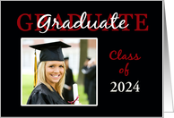 Graduate Class of 2024 Red Black Photo Card