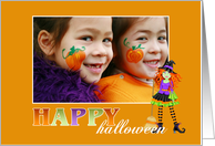 Happy Halloween Crazy Witch Custom Photo card
