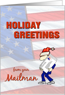 Holiday Greetings from Mailman with Flag background card