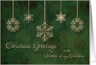 Christmas Greetings to the Mother of my Children Snowflakes card