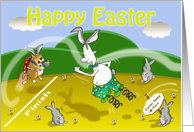 Funny easter bunny race card, Fat Cat and Duncan card