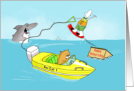 Fathers Day Funny Water Skiing With Shark card