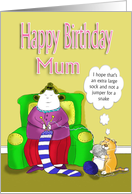 Mum funny happy birthday, knitting lady card