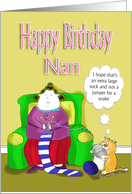 Nan funny happy birthdy Cat Knitting card
