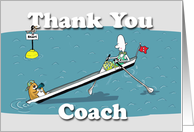 Funny rowing boat card, thank you coach, Fat Cat and Duncan card