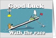 Funny rowing boat card, good luck with the race, Fat Cat and Duncan card