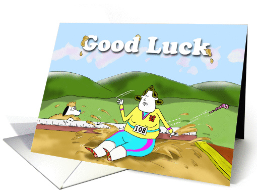 Funny long jump, Good Luck, Fat Cat and Duncan card (875935)