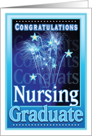 Nursing School Graduation Congratulations Festive Fireworks Stars card