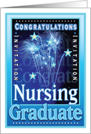 Nursing School Graduation Congratulations Fireworks Stars Invites card