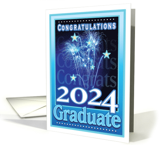 2024 Graduation Congratulations Festive Fireworks Stars card (429225)