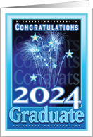 2024 Graduation Congratulations Festive Fireworks Stars card
