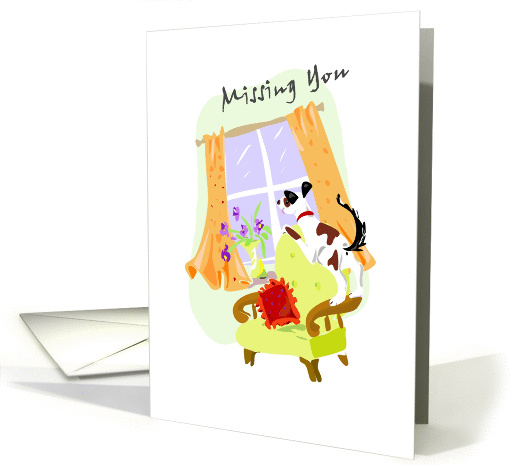 Little Dog Looking Through Window Missing You card (232658)
