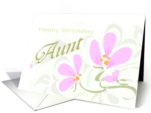 Happy Birthday Aunt Pink Flowers Polka Dots card (243374)