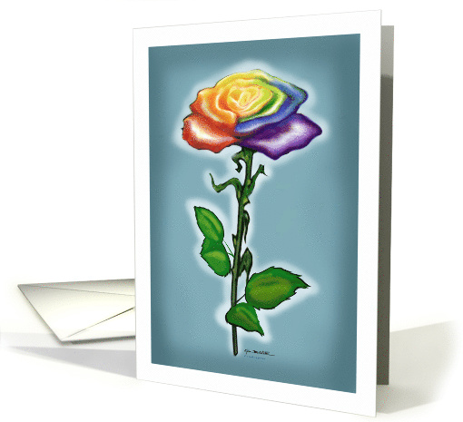 Single Long Stem Rainbow Rose card (1618292)