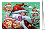 Santa Claus and his Happy Christmas Elves card