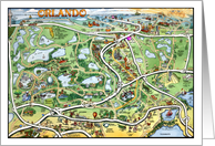 Orlando Florida Cartoon Map card