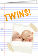 it’s twins! : notebook paper photo card