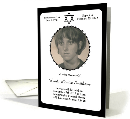 elegant star of david memorial invitations card (1259838)